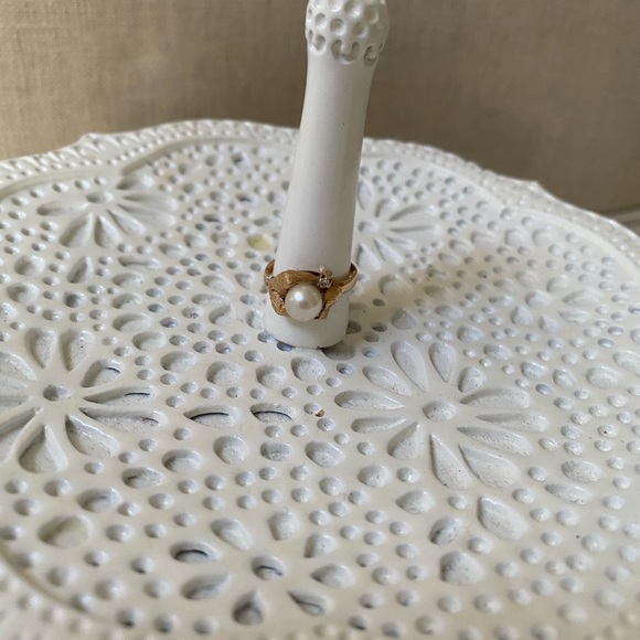 14K Gold and genuine Pearl with diamond chips ring - Picture 12 of 14